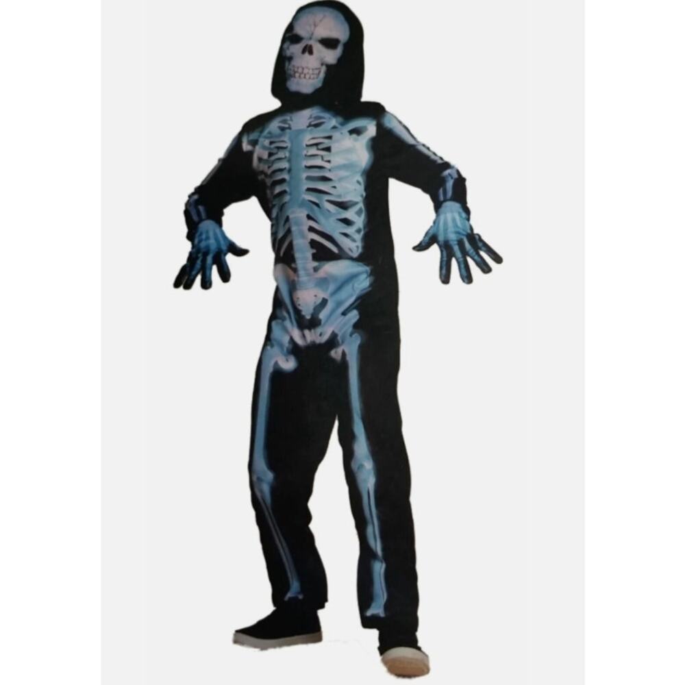 NEW X-Ray Skeleton Scary Skull Halloween Costume Jumpsuit Target Kids 6/7 Spooky